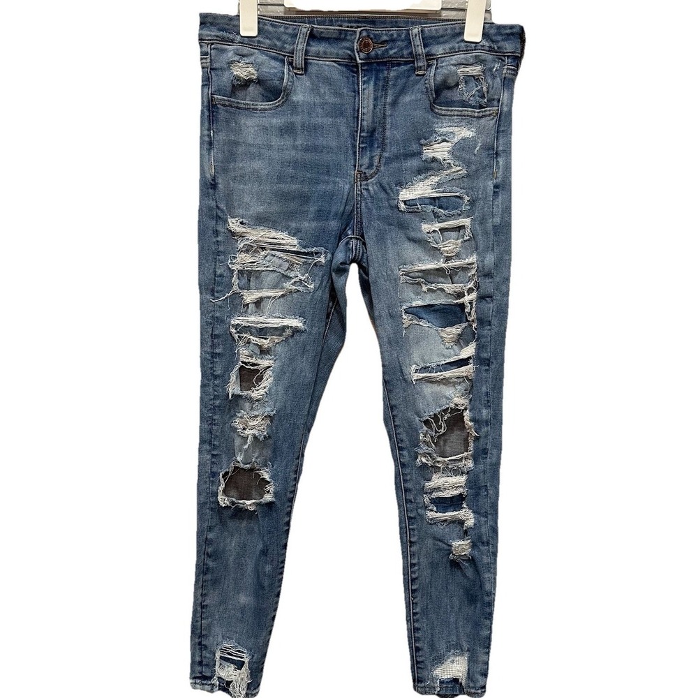 American Eagle Jeans Women's 12Shor Next Level Stretch HiRise Jegging Distressed
